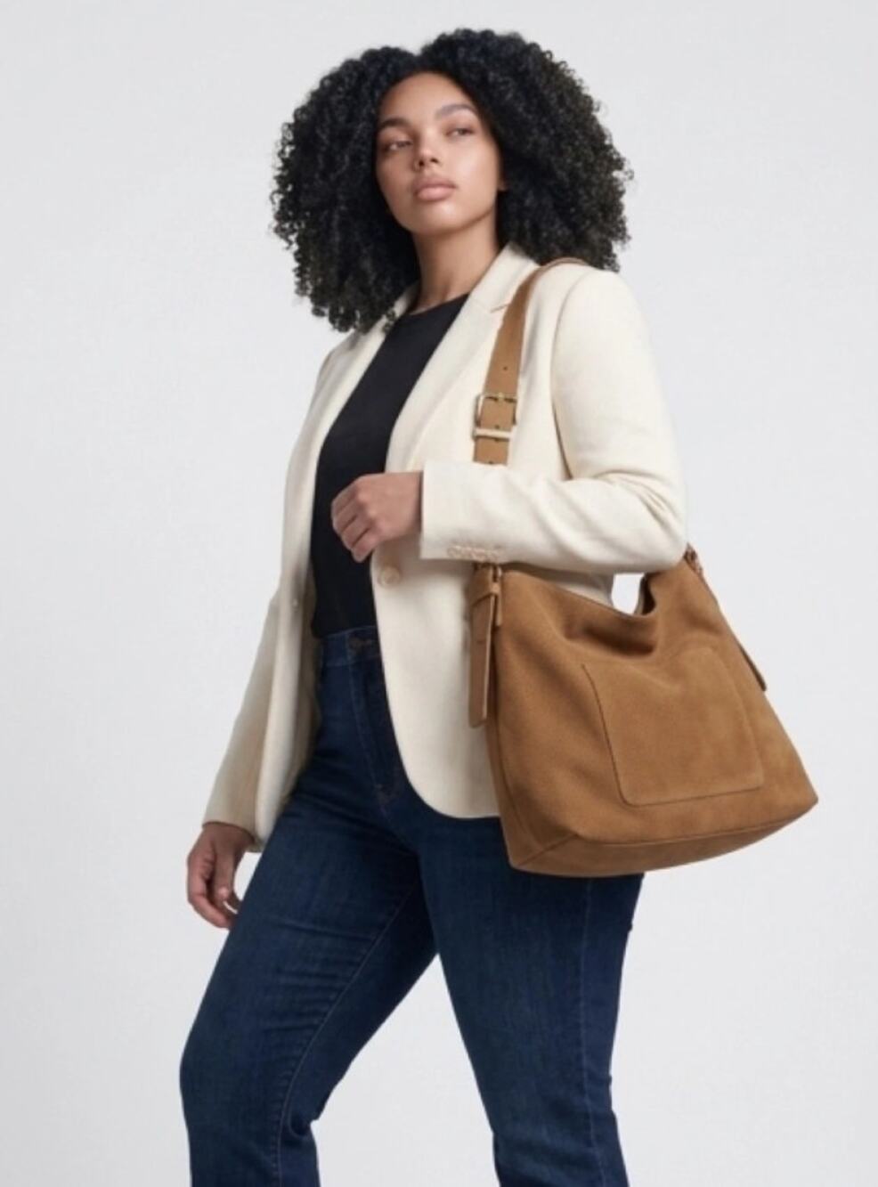 Universal Thread Tan Faux Leather Hobo Shoulder Bag Slouchy Adjustable Strap
